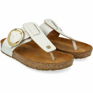 Haflinger Round Buckle Corinna Sandals  -  36 / White Pebble